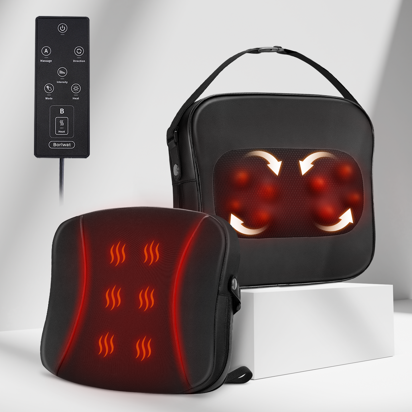 Boriwat Shiatsu Back and Neck Massager with Heat, Deep Tissue Kneading Pillow for Office Chair, Gifts for Mom Dad