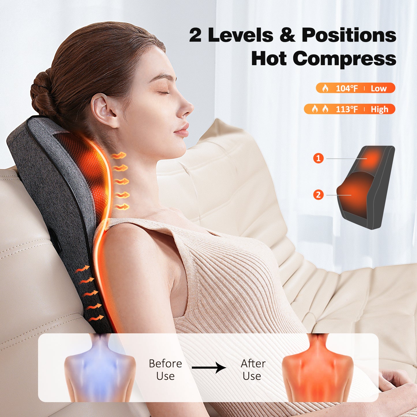 Back Massager Neck Massager with Heat, Shiatsu Massage Pillow for Pain Relief, Massagers for Neck and Back, Shoulder, Leg, Christmas Gifts for Men Women Mom Dad, Stress Relax at Home Office and Car