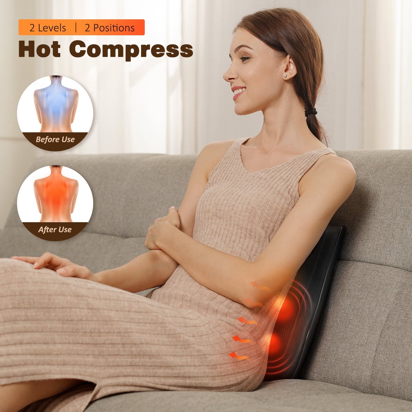 Boriwat Back Massager with Heat for Pain relief Deep Tissue, BLACK