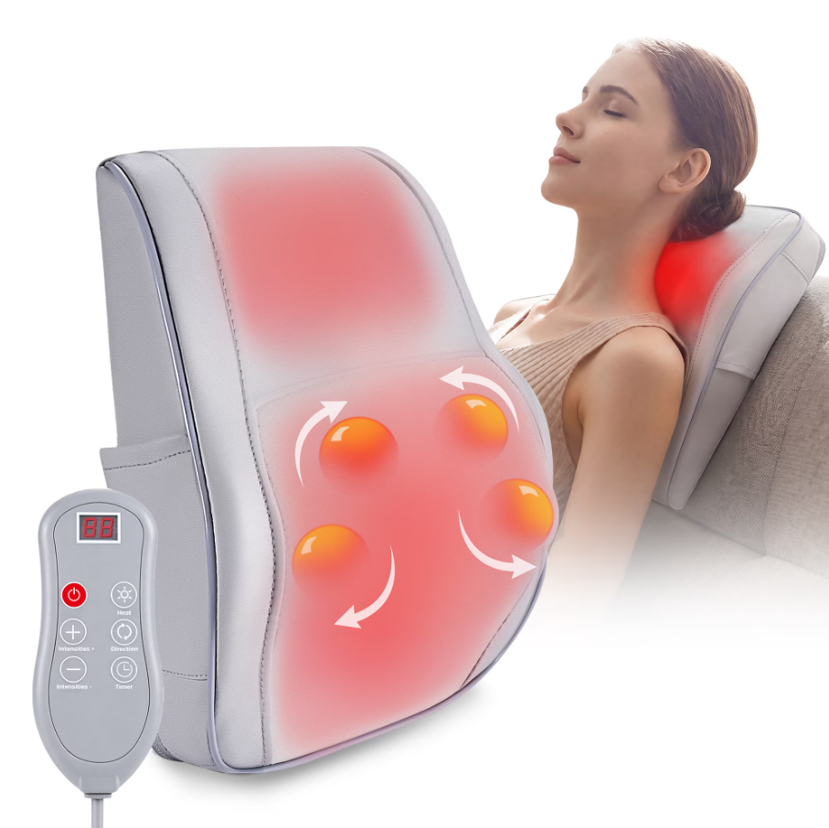 Boriwat Neck and Back Massager with Heat, Shiatsu Deep Kneading Massager for Chairs, Car, Gifts for Pain Relief