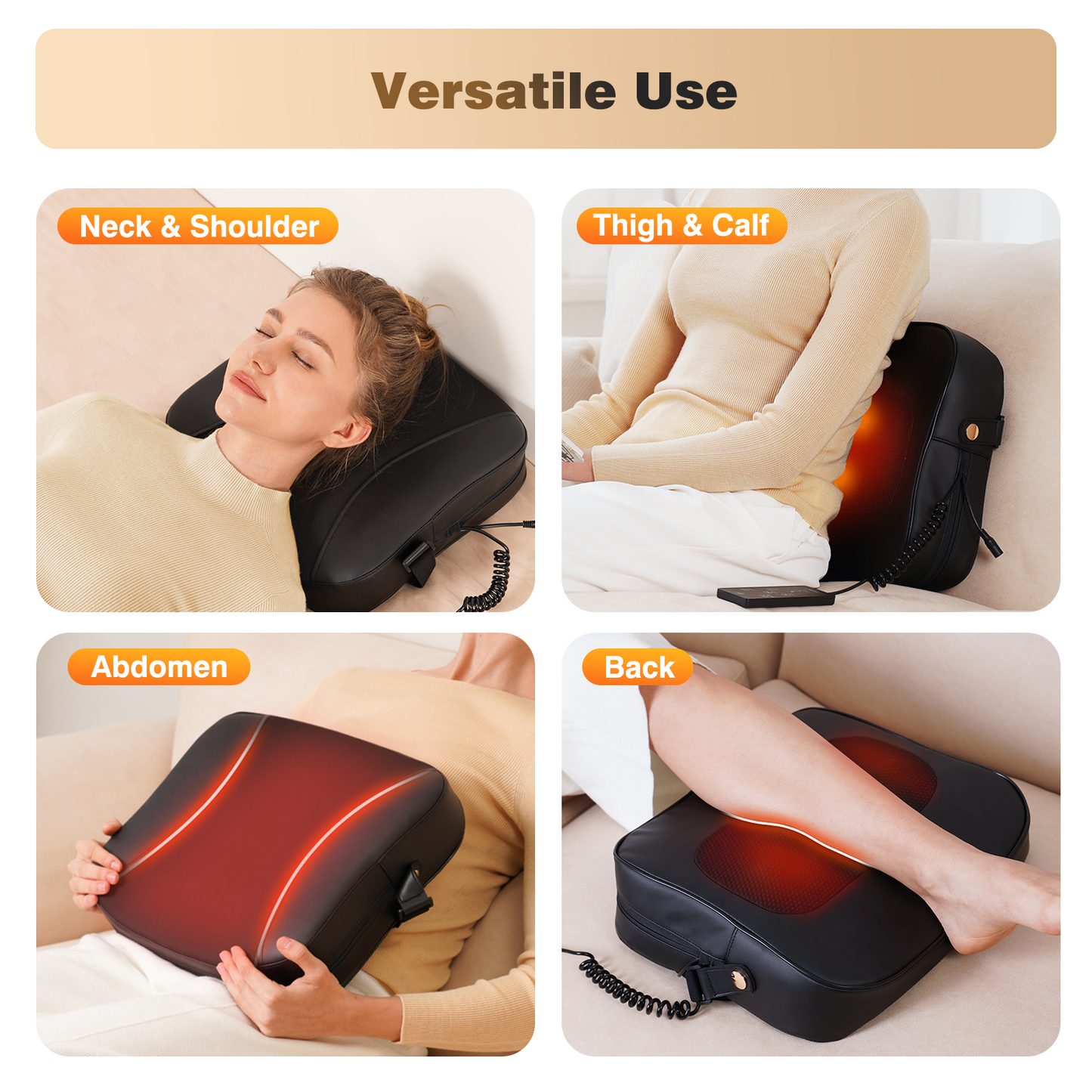 Boriwat Back Massager with Heat, Shiatsu Neck Massagers Deep Tissue Kneading, Black