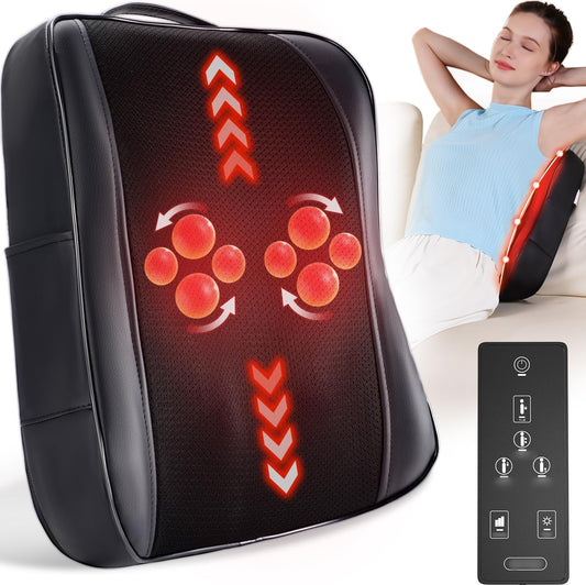 Boriwat Back Massager with Heat, Shiatsu 4D Kneading Rolling Up and Down Back Massage