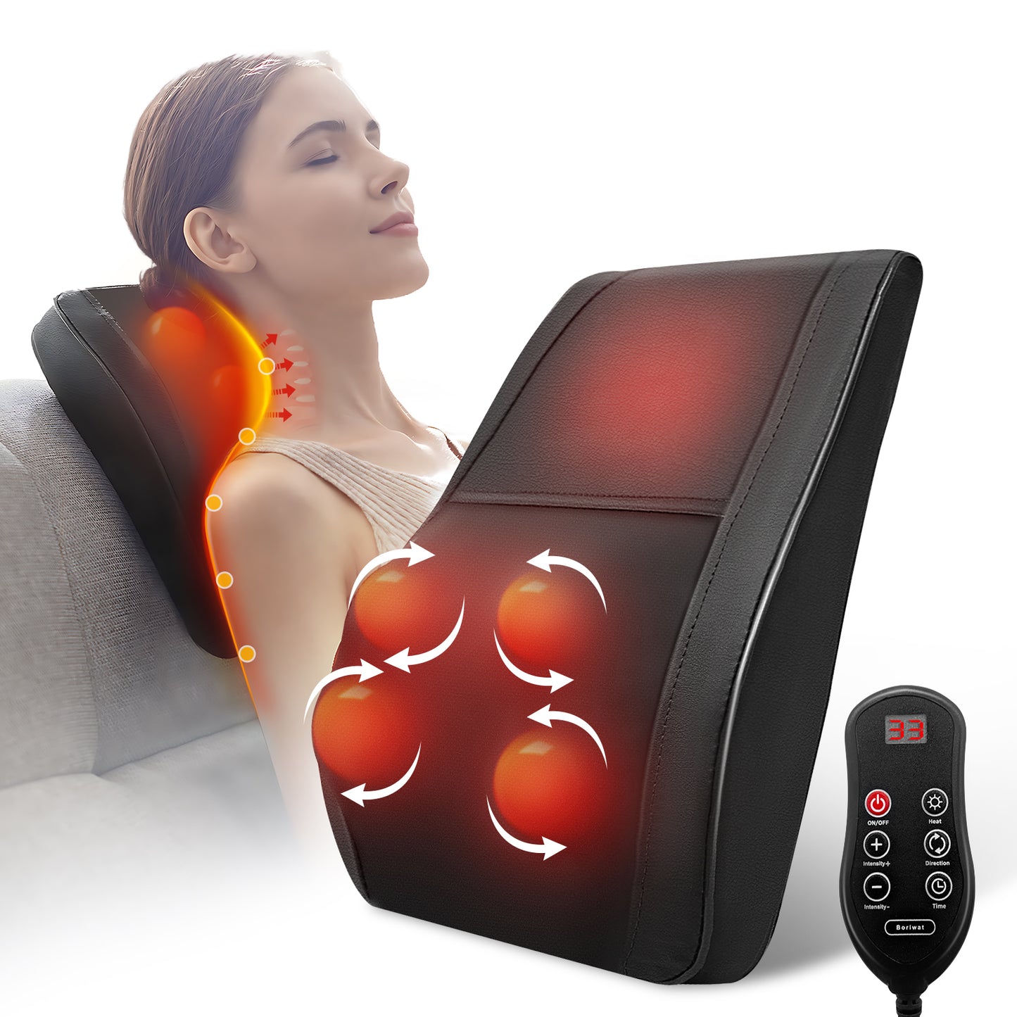 Neck and Back Massager with Heat, 3D Deep-Kneading Shiatsu Massager for Neck and Back, Black — Gift for Mom or Dad