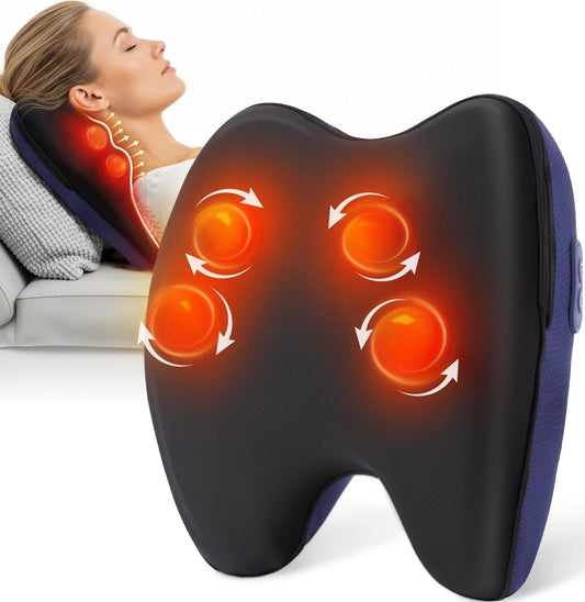 Boriwat Shiatsu Neck and Back Massager with Heat, Deep Tissue Kneading Massage Pillow