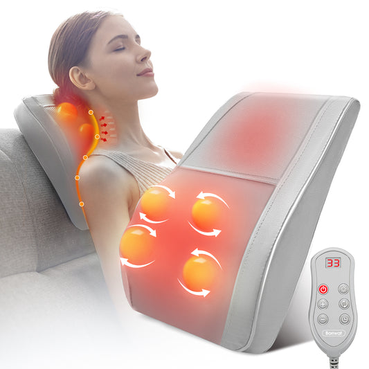 Boriwat Neck and Back Massager with Heat, Mini Lumbar Support Massager Pillow , Gift for Women & Men