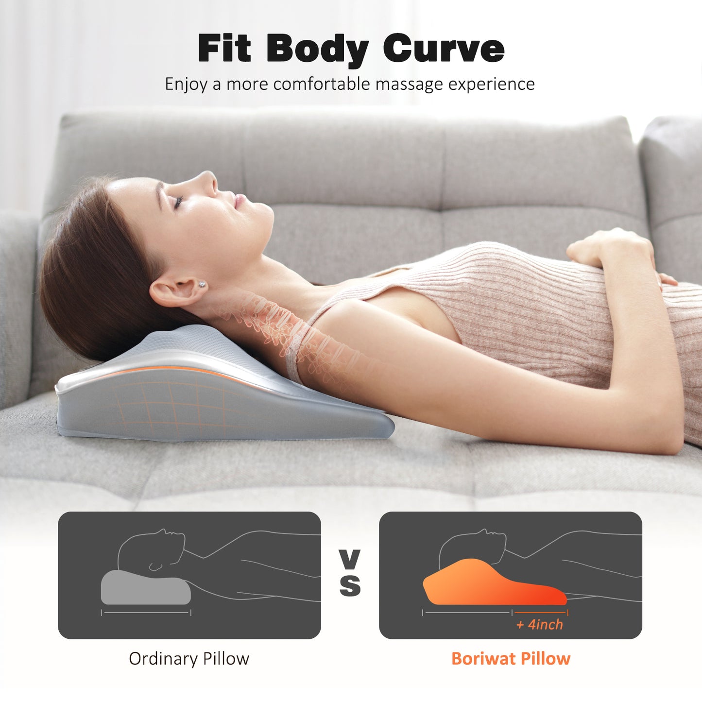 Boriwat Neck and Back Massager with Heat, Mini Lumbar Support Massager Pillow , Gift for Women & Men