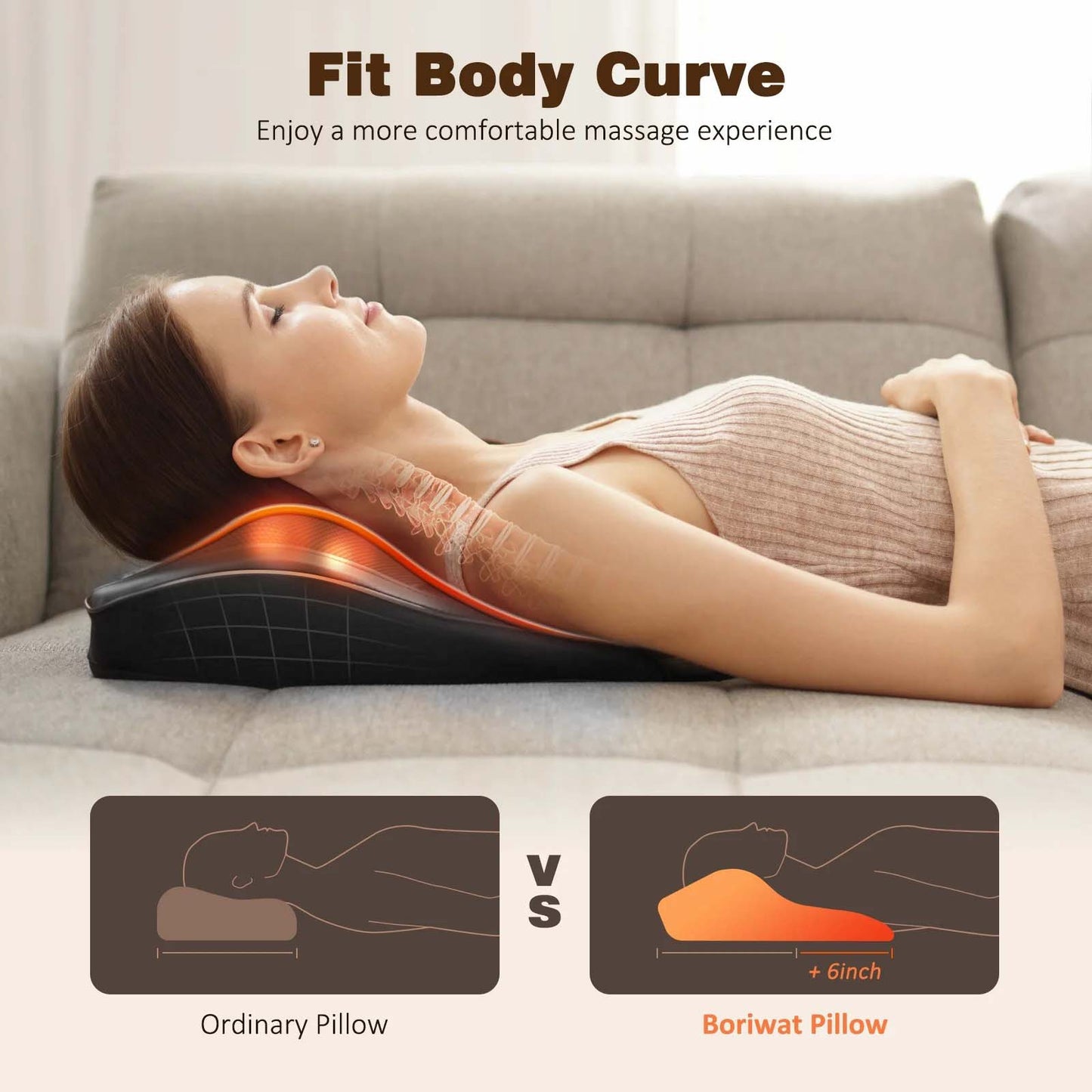 Boriwat Back Massager with Heat for Pain relief Deep Tissue, BLACK
