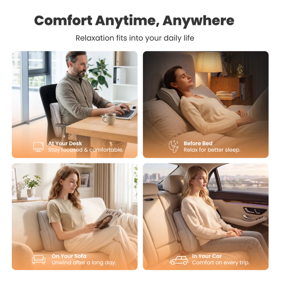 Boriwat Neck and Back Massager with Heat, Shiatsu Deep Kneading Massager for Chairs, Car, Gifts for Pain Relief