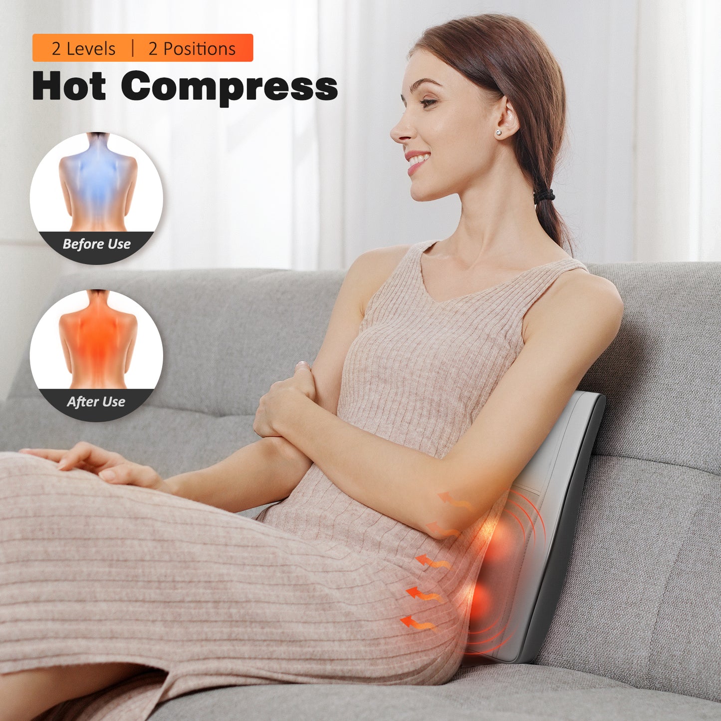Boriwat Neck and Back Massager with Heat, Mini Lumbar Support Massager Pillow , Gift for Women & Men