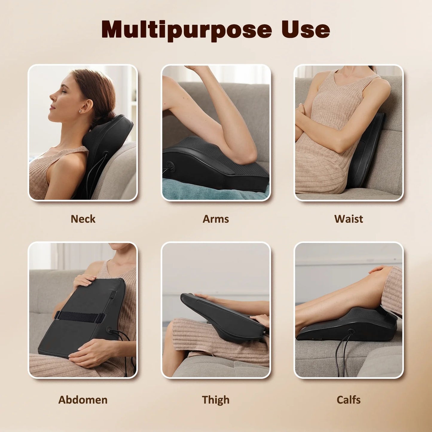 Boriwat Back Massager with Heat for Pain relief Deep Tissue, BLACK