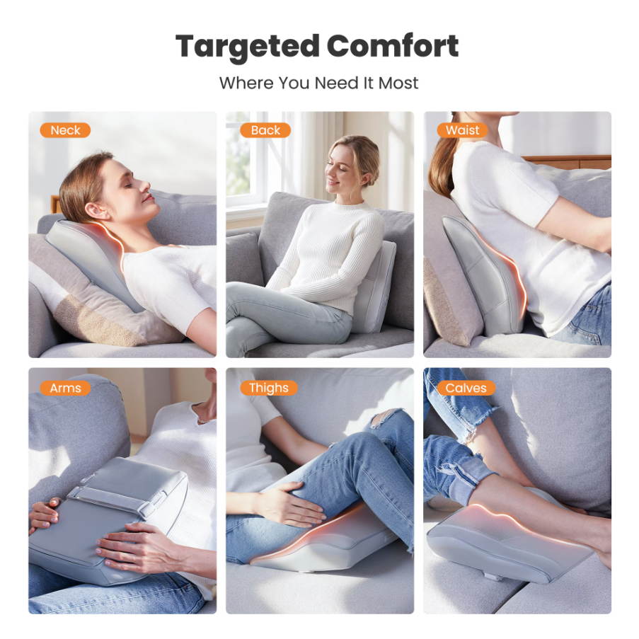 Boriwat Neck and Back Massager with Heat, Shiatsu Deep Kneading Massager for Chairs, Car, Gifts for Pain Relief