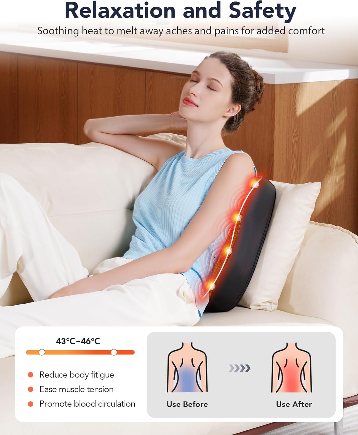 Boriwat Back Massager with Heat, Shiatsu 4D Kneading Rolling Up and Down Back Massage