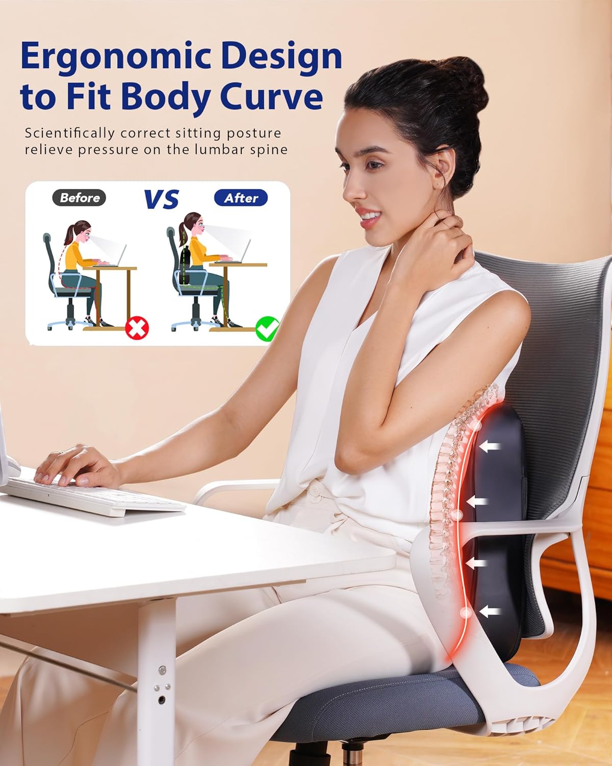 Boriwat Back Massager with Heat, Shiatsu 4D Kneading Rolling Up and Down Back Massage