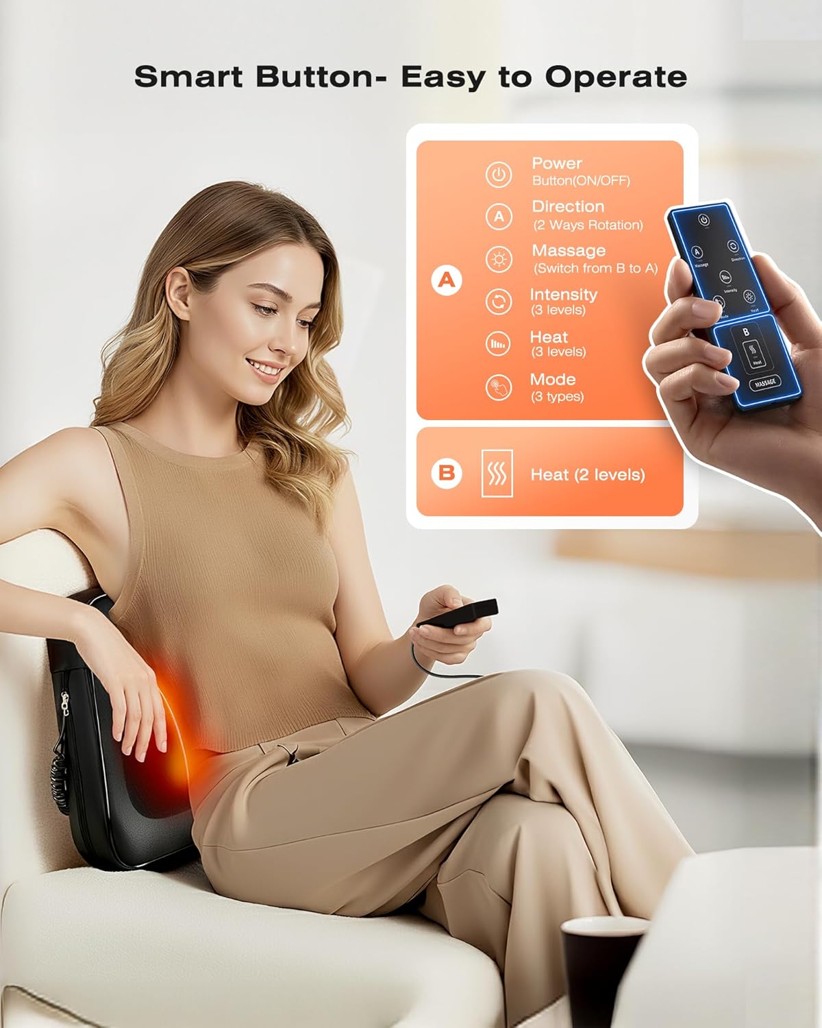 Shiatsu Back Massager with Heat Neck Massagers for Lower Back Leg Shoulder, Lumbar Support Pillow for Office Car, Gift for Men Women