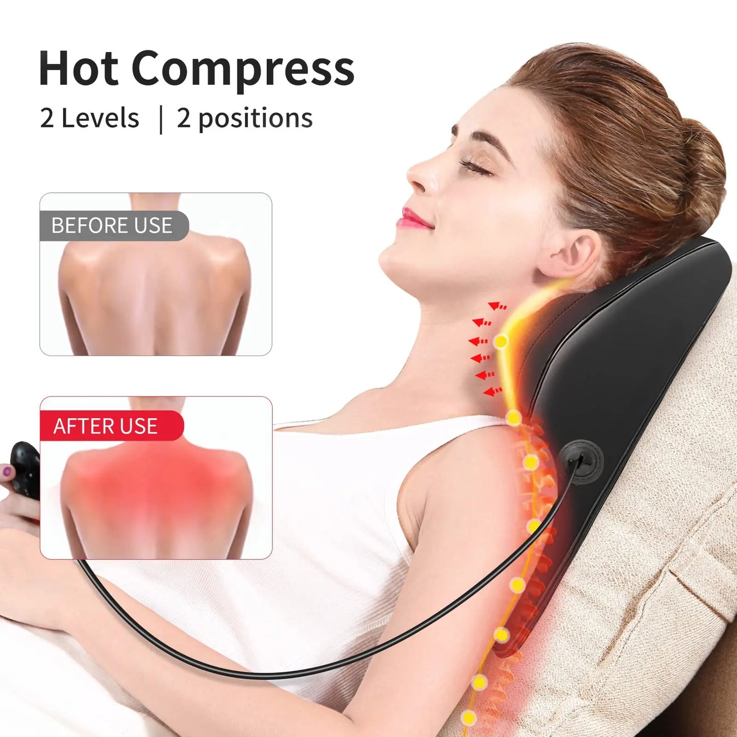 Boriwat Back Massager with Heat for Pain relief Deep Tissue, BLACK