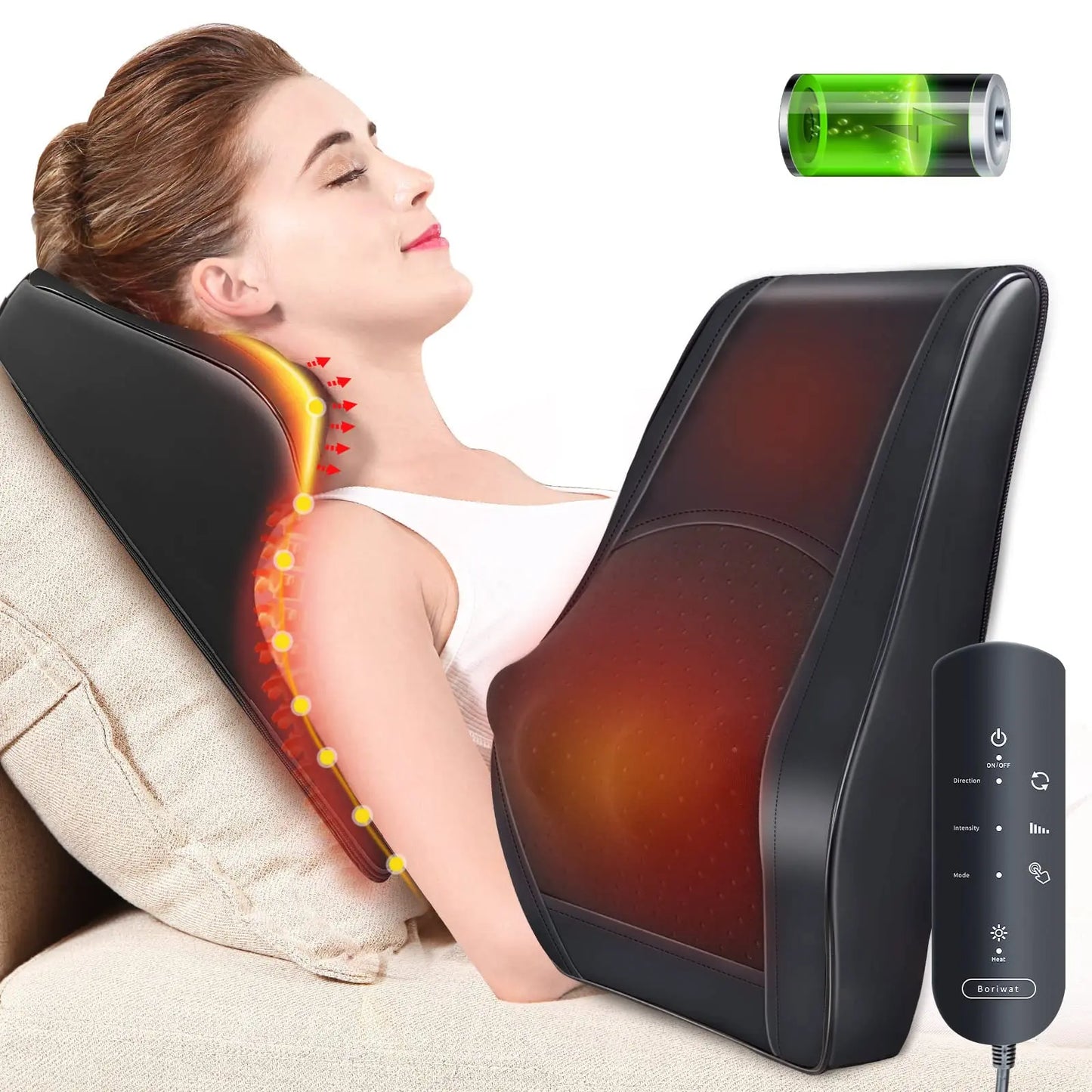 Neck Massager with Heat, Rechargeable Back Massager, Black