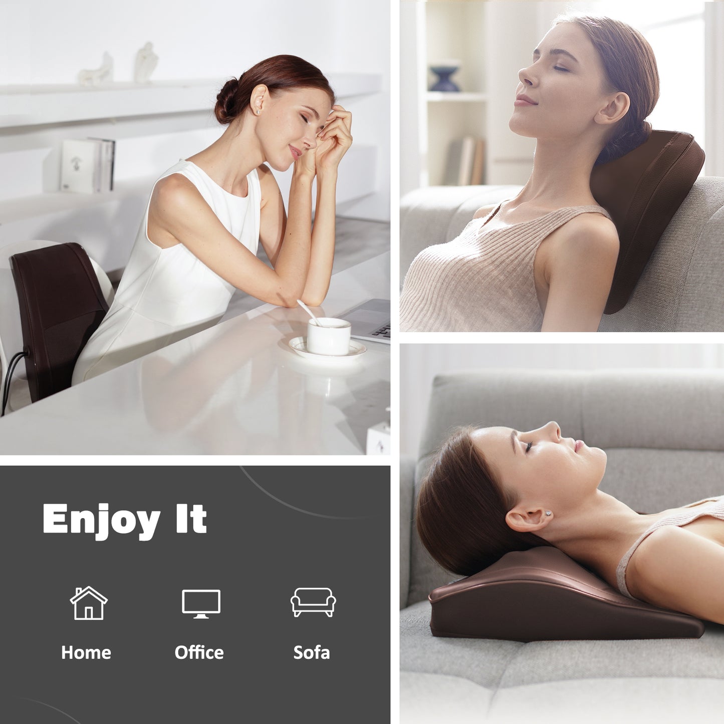 Boriwat Neck & Back Massager with Heat — Shiatsu Deep-Kneading Massage Pillow, Black — Gift for Women & Men