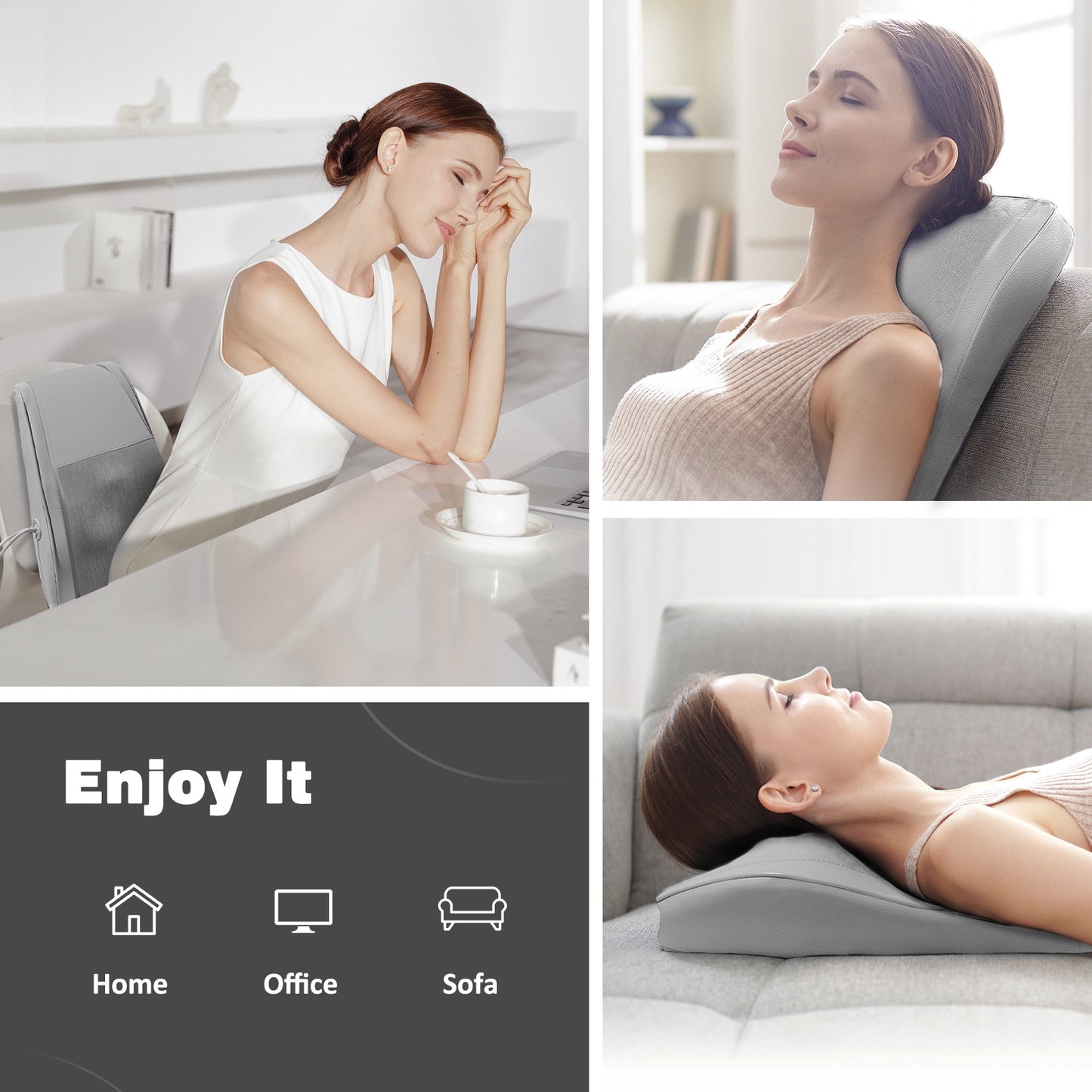 Boriwat Neck and Back Massager with Heat, Mini Lumbar Support Massager Pillow , Gift for Women & Men