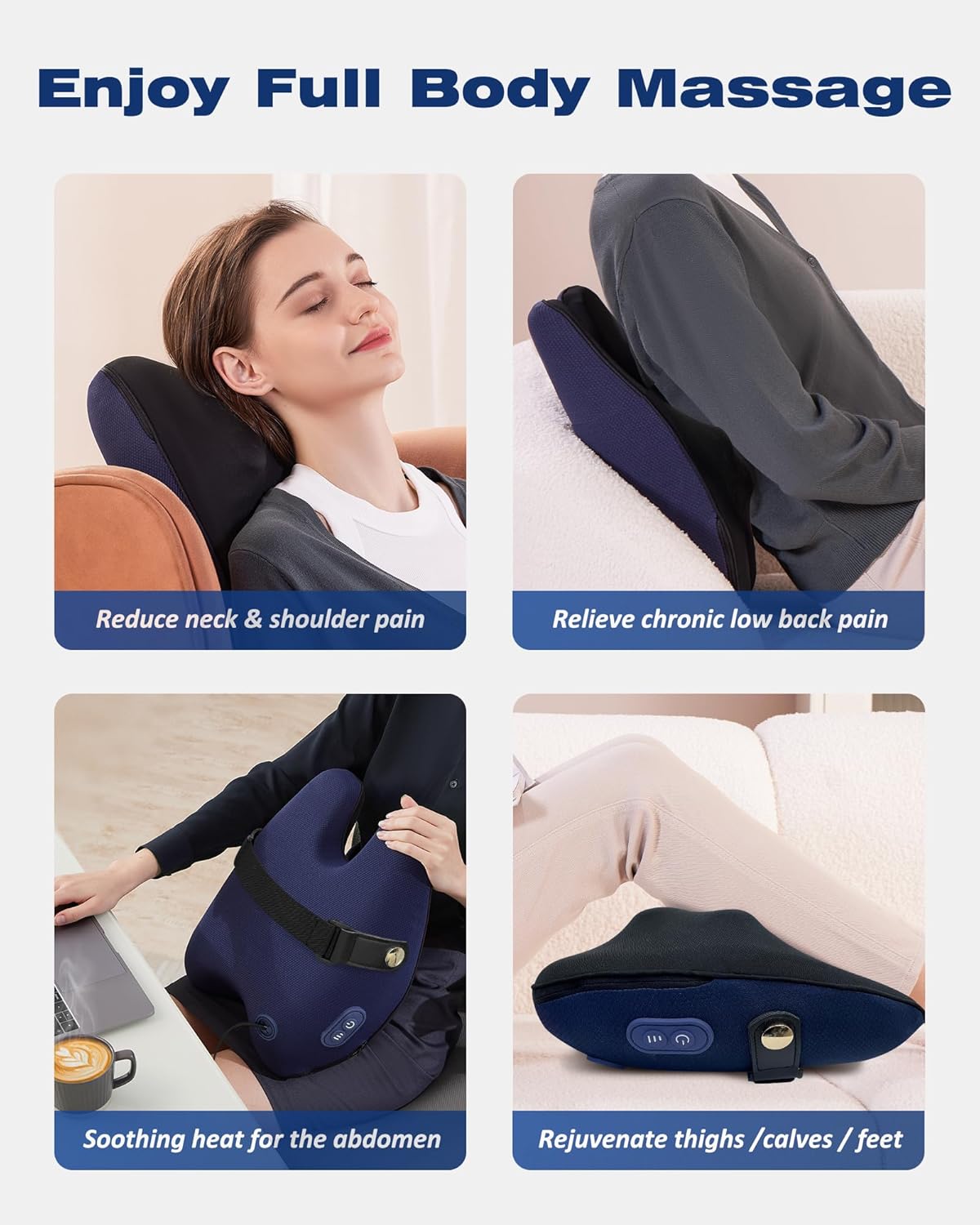 Boriwat Shiatsu Neck and Back Massager with Heat, Deep Tissue Kneading Massage Pillow