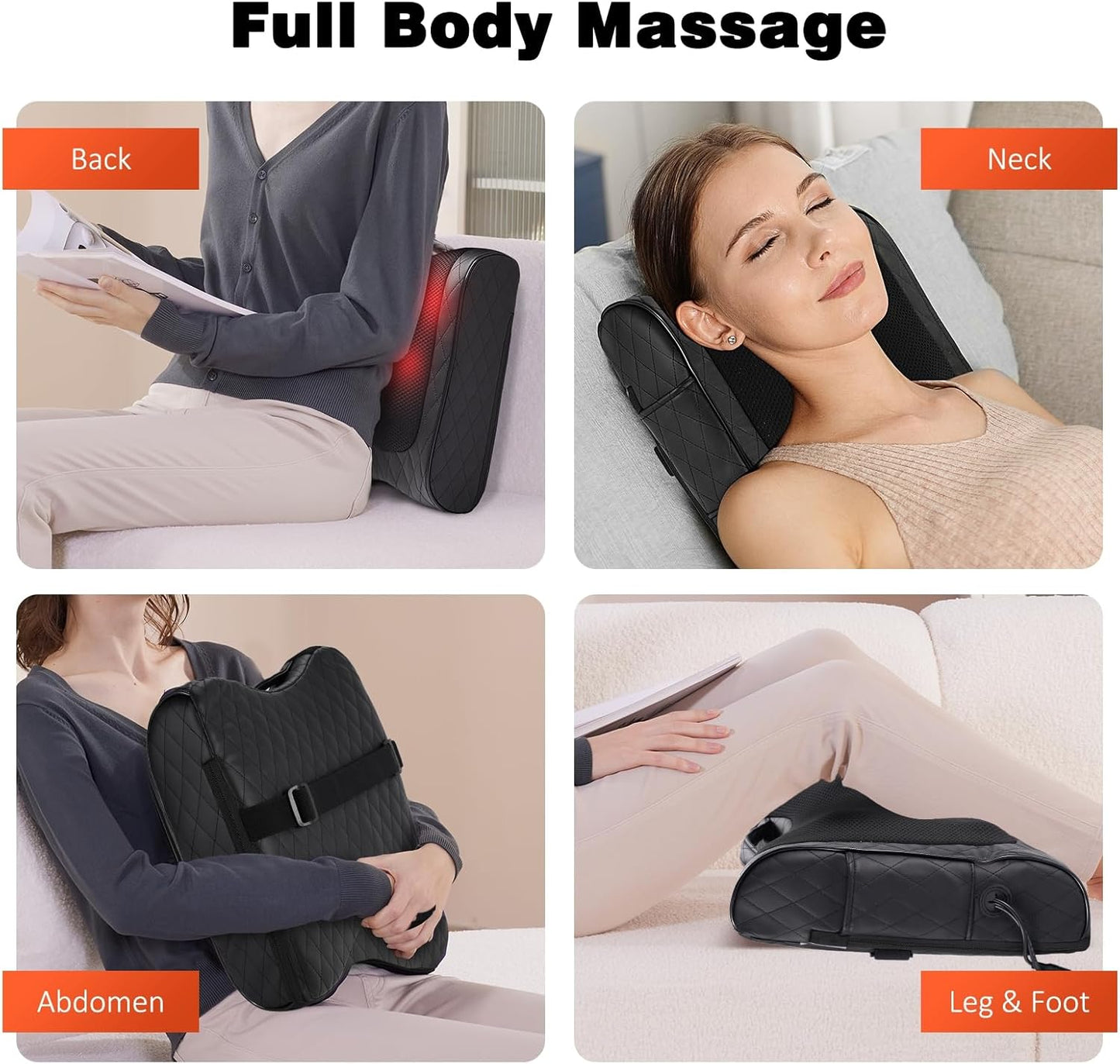 Boriwat Shiatsu Back Massager with Heat-Electric Back Massager for Deep Tissue-Up and Down Rolling Massage Heated Lower Back Massager for Office Home Car