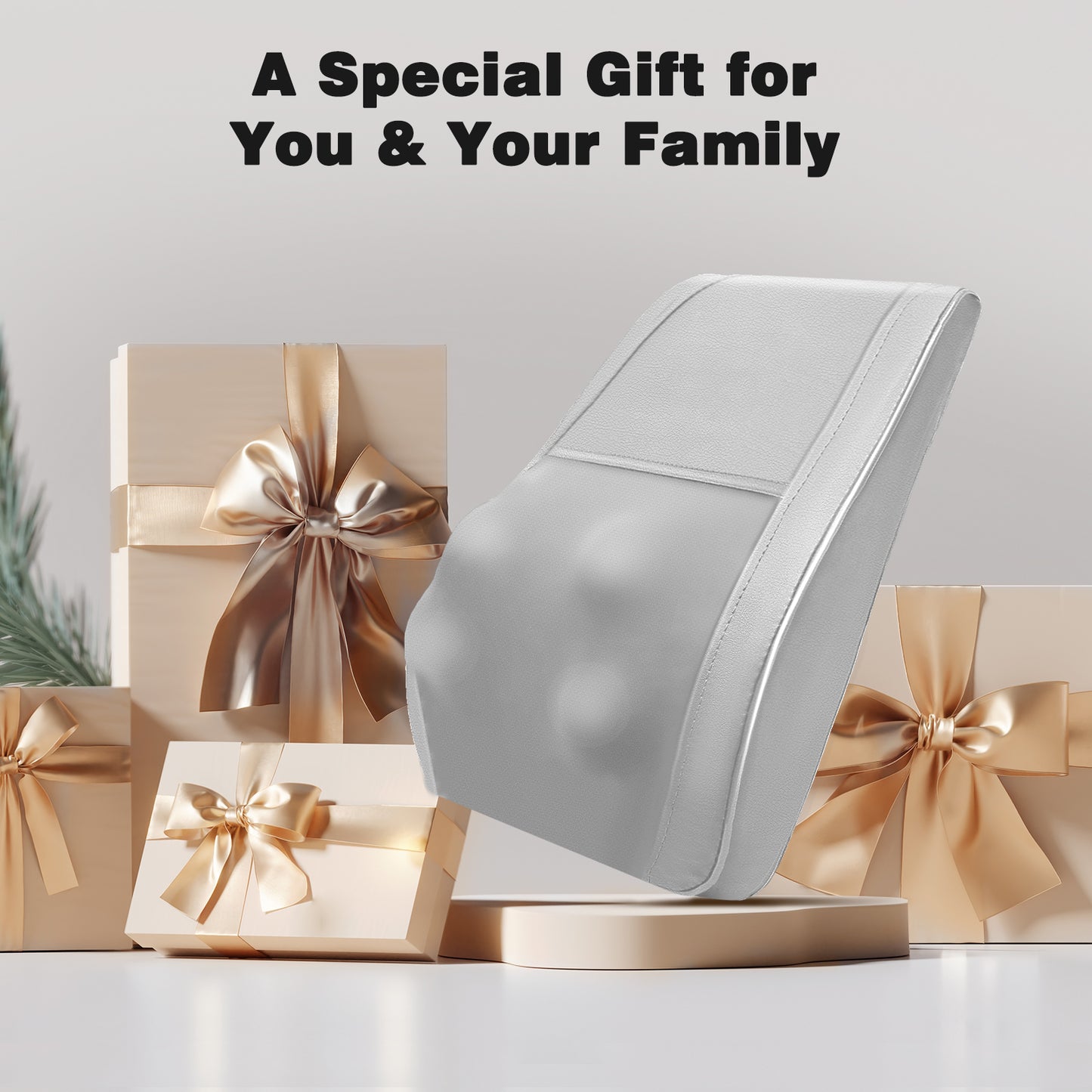 Boriwat Neck and Back Massager with Heat, Mini Lumbar Support Massager Pillow , Gift for Women & Men