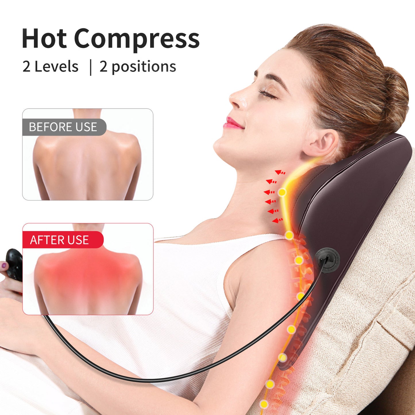 Boriwat Back Massager with Heat, Neck Massager for Pain Relief Deep Tissue, 3D Kneading Massage Pillow for Back, Neck, Shoulder, Legs, Gifts for Women Men Mom Dad