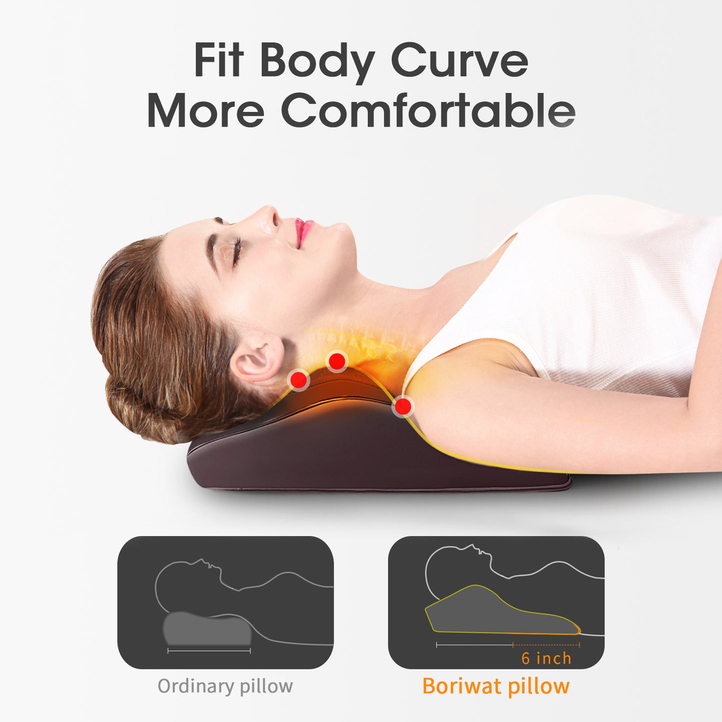 Boriwat Back Massager with Heat, Neck Massager for Pain Relief Deep Tissue, 3D Kneading Massage Pillow for Back, Neck, Shoulder, Legs, Gifts for Women Men Mom Dad