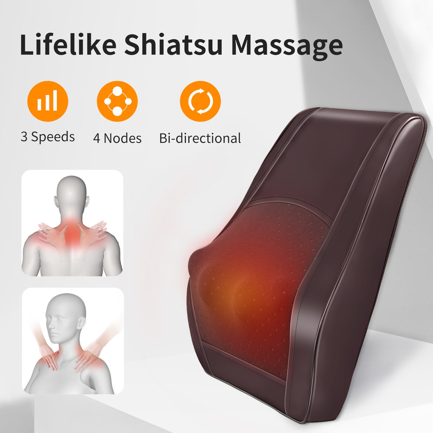 Boriwat Back Massager with Heat, Neck Massager for Pain Relief Deep Tissue, 3D Kneading Massage Pillow for Back, Neck, Shoulder, Legs, Gifts for Women Men Mom Dad